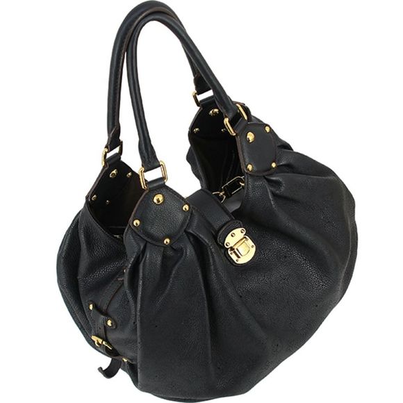 Louis Vuitton XL Mahina Leather Noir Black Calf Leather Shoulder Bag - Picture 4 of 6